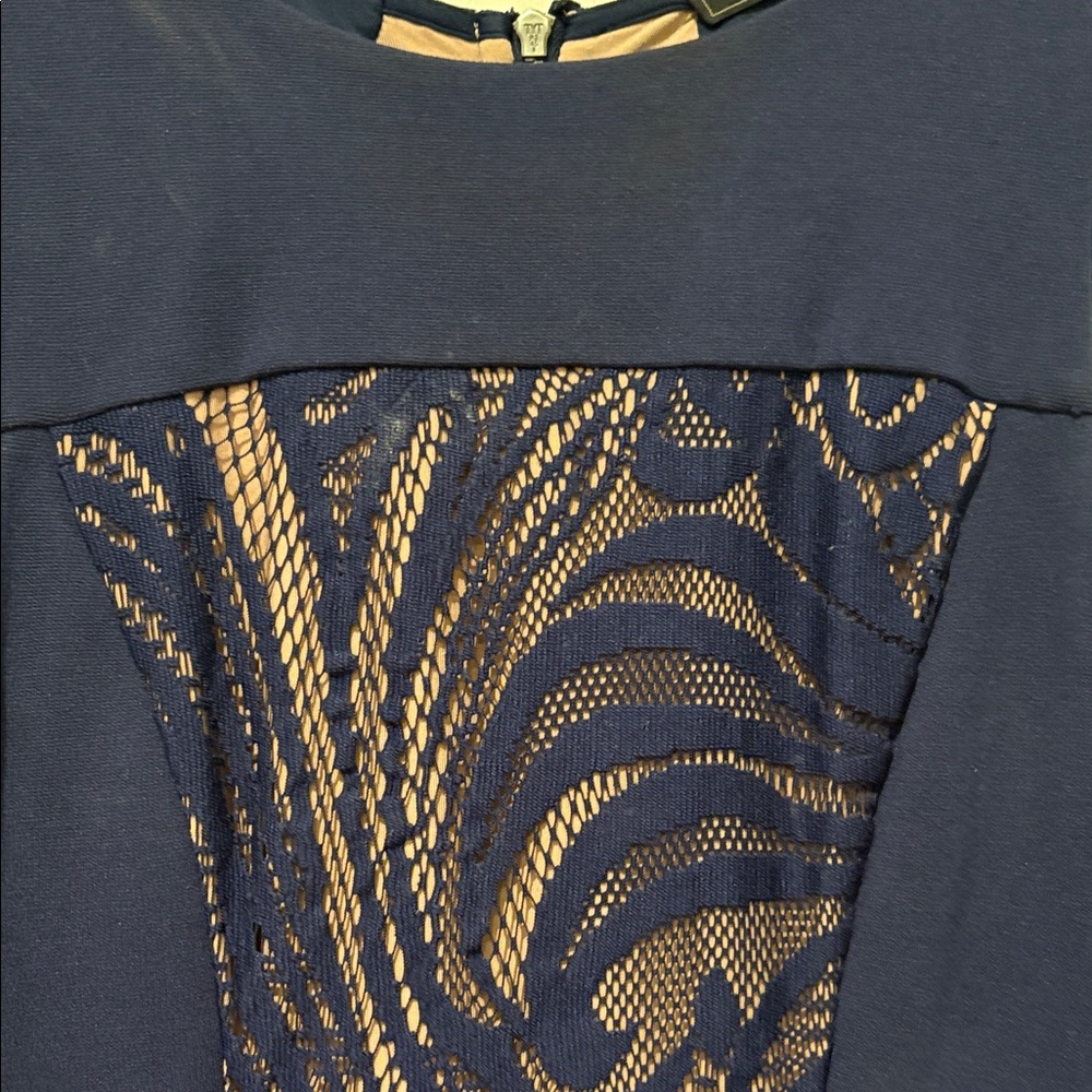 Euc- Bcbgeneration Navy And Beige Patterned Midi … - image 2